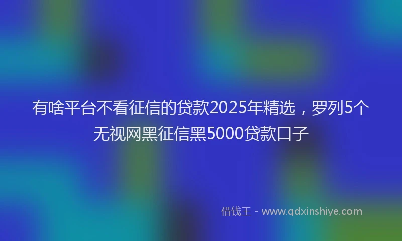 有啥平台不看征信的贷款2025年精选，罗列5个无视网黑征信黑5000贷款口子