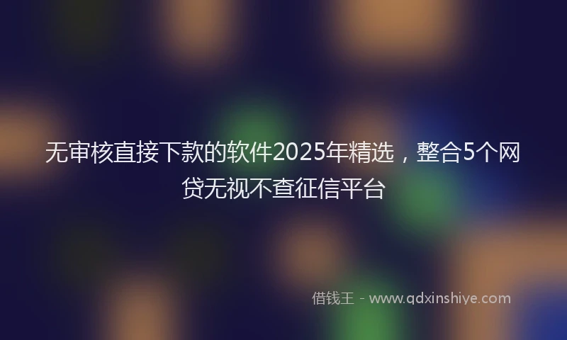 无审核直接下款的软件2025年精选，整合5个网贷无视不查征信平台