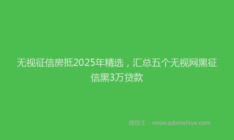 无视征信房抵2025年精选，汇总五个无视网黑征信黑3万贷款