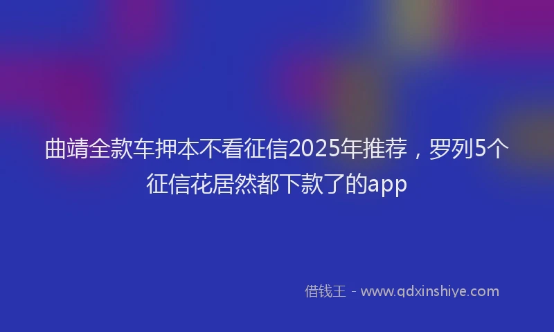 曲靖全款车押本不看征信2025年推荐，罗列5个征信花居然都下款了的app