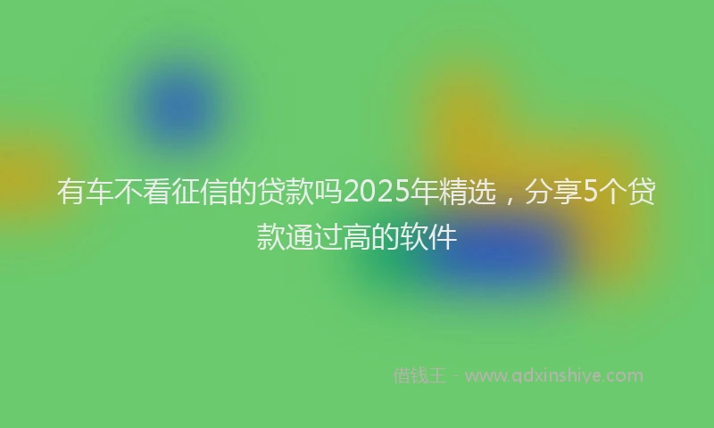 有车不看征信的贷款吗2025年精选，分享5个贷款通过高的软件