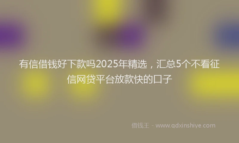 有信借钱好下款吗2025年精选，汇总5个不看征信网贷平台放款快的口子