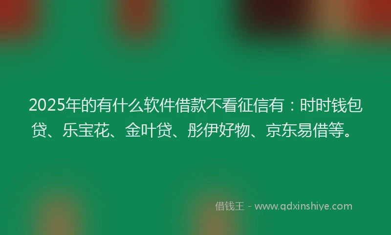2025年的有什么软件借款不看征信有：时时钱包贷、乐宝花、金叶贷、彤伊好物、京东易借等。
