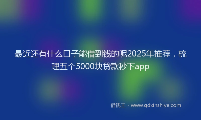 最近还有什么口子能借到钱的呢2025年推荐，梳理五个5000块贷款秒下app
