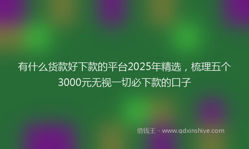 有什么货款好下款的平台2025年精选，梳理五个3000元无视一切必下款的口子