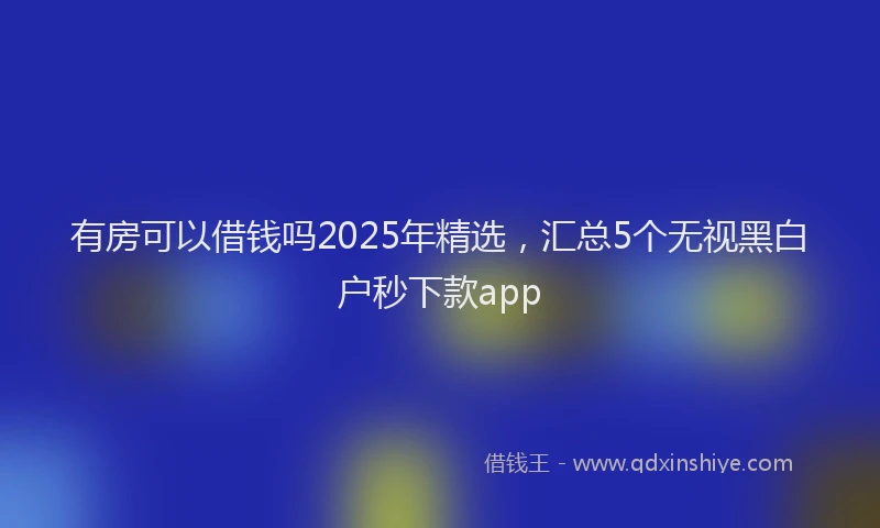 有房可以借钱吗2025年精选，汇总5个无视黑白户秒下款app