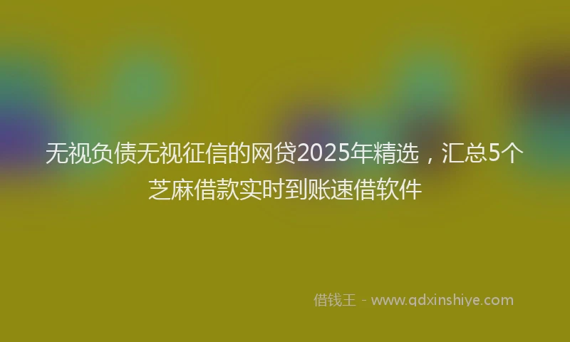 无视负债无视征信的网贷2025年精选，汇总5个芝麻借款实时到账速借软件