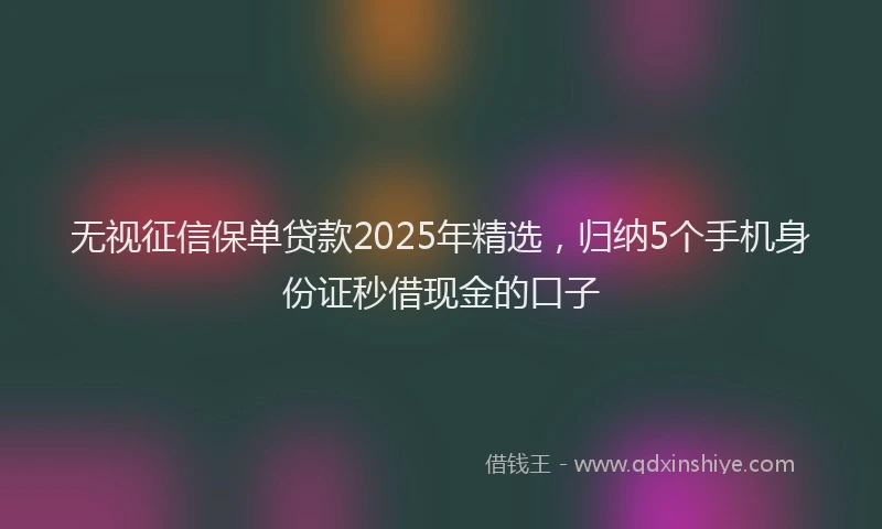 无视征信保单贷款2025年精选，归纳5个手机身份证秒借现金的口子