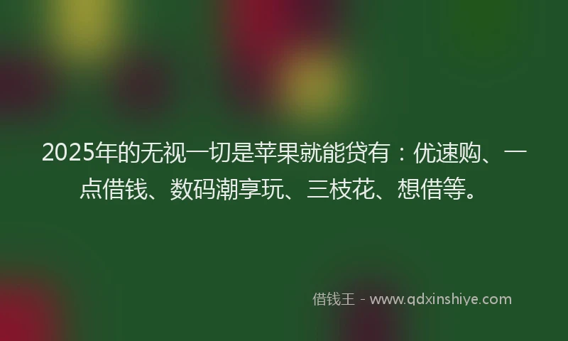 2025年的无视一切是苹果就能贷有：优速购、一点借钱、数码潮享玩、三枝花、想借等。