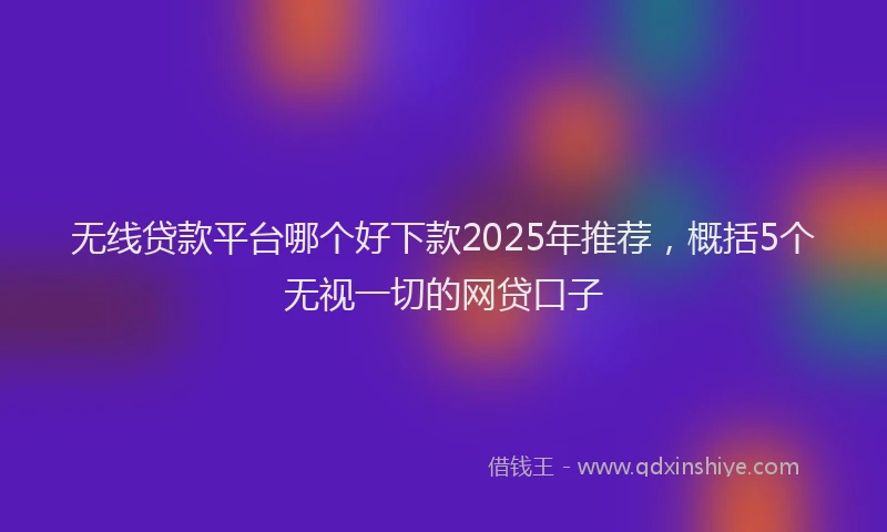 无线贷款平台哪个好下款2025年推荐，概括5个无视一切的网贷口子