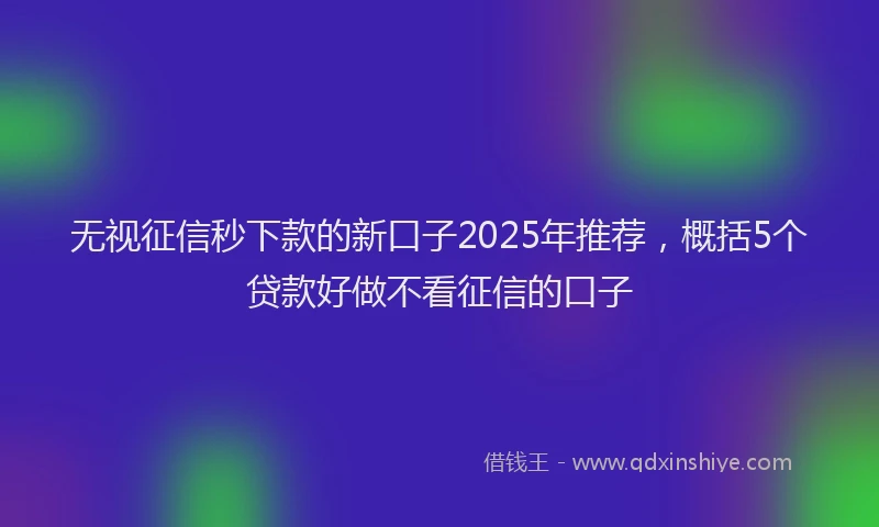 无视征信秒下款的新口子2025年推荐，概括5个贷款好做不看征信的口子