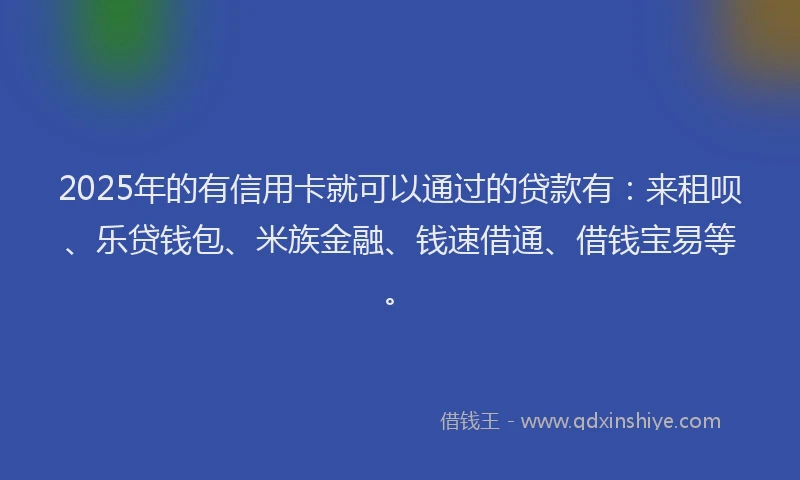 2025年的有信用卡就可以通过的贷款有：来租呗、乐贷钱包、米族金融、钱速借通、借钱宝易等。