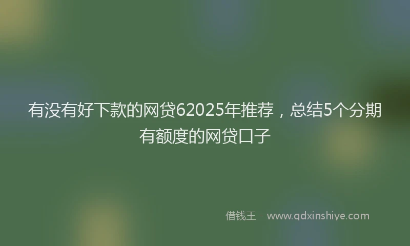有没有好下款的网贷62025年推荐，总结5个分期有额度的网贷口子