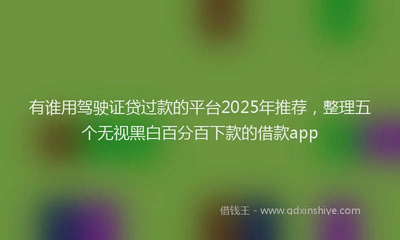 有谁用驾驶证贷过款的平台2025年推荐，整理五个无视黑白百分百下款的借款app
