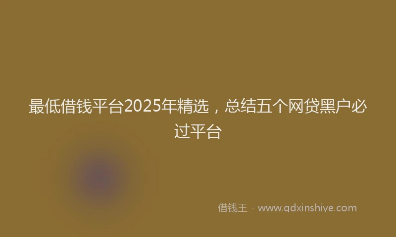 最低借钱平台2025年精选，总结五个网贷黑户必过平台