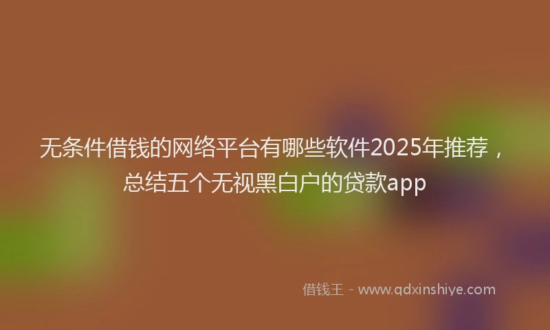 无条件借钱的网络平台有哪些软件2025年推荐，总结五个无视黑白户的贷款app