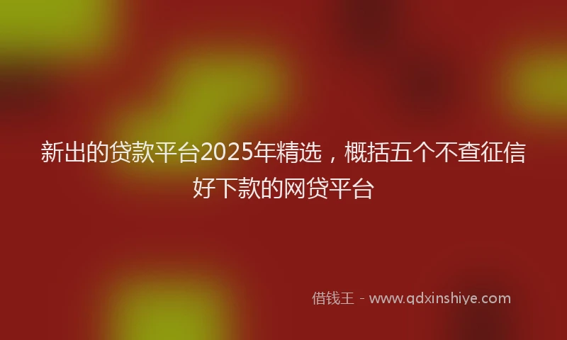 新出的贷款平台2025年精选，概括五个不查征信好下款的网贷平台
