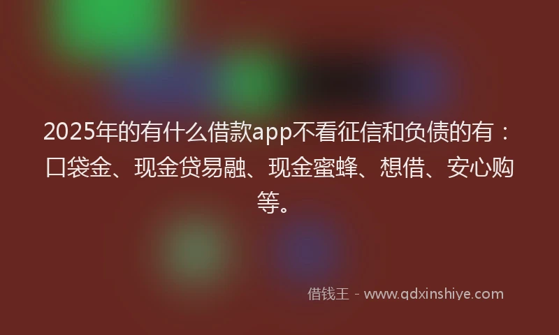 2025年的有什么借款app不看征信和负债的有：口袋金、现金贷易融、现金蜜蜂、想借、安心购等。
