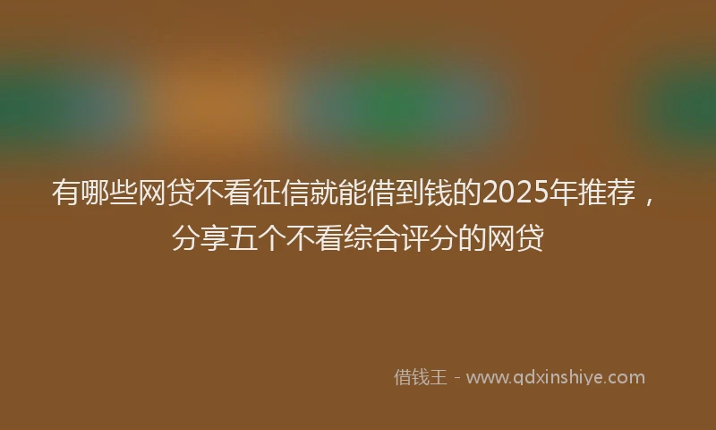 有哪些网贷不看征信就能借到钱的2025年推荐，分享五个不看综合评分的网贷