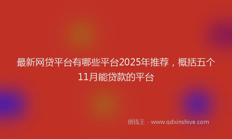最新网贷平台有哪些平台2025年推荐，概括五个11月能贷款的平台