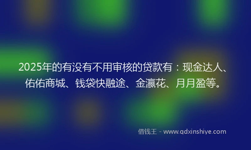 2025年的有没有不用审核的贷款有：现金达人、佑佑商城、钱袋快融途、金瀛花、月月盈等。