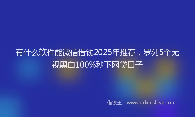 有什么软件能微信借钱2025年推荐，罗列5个无视黑白100%秒下网贷口子
