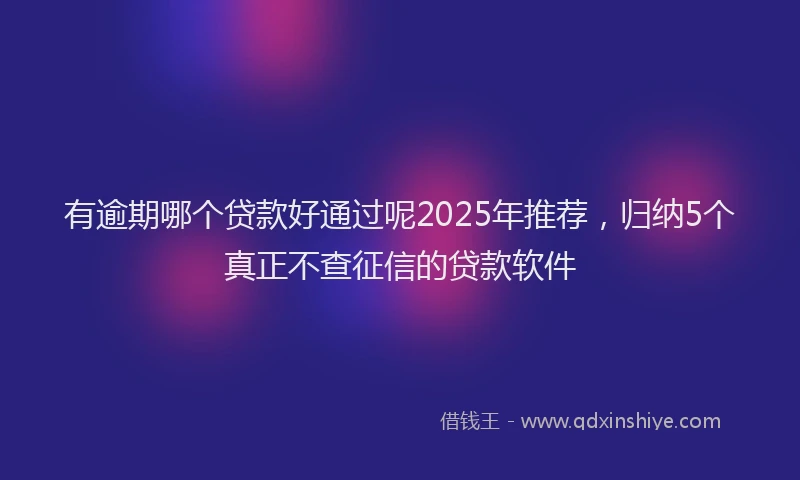 有逾期哪个贷款好通过呢2025年推荐，归纳5个真正不查征信的贷款软件
