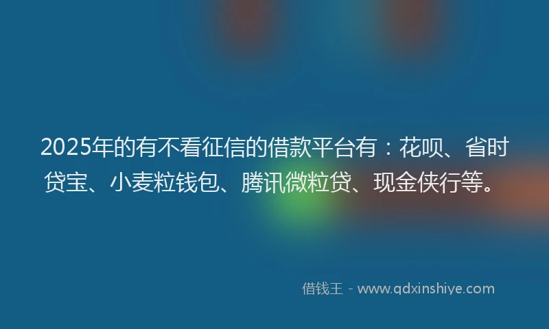 2025年的有不看征信的借款平台有：花呗、省时贷宝、小麦粒钱包、腾讯微粒贷、现金侠行等。