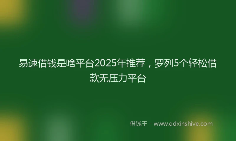 易速借钱是啥平台2025年推荐，罗列5个轻松借款无压力平台
