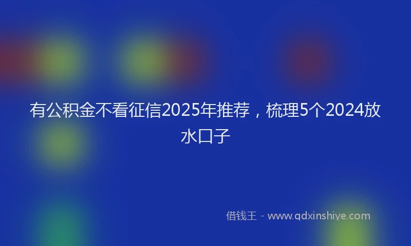 有公积金不看征信2025年推荐，梳理5个2024放水口子