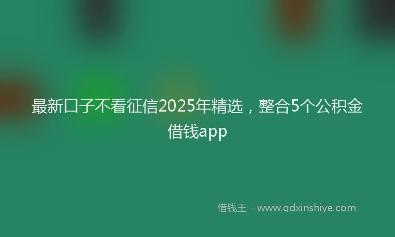 最新口子不看征信2025年精选，整合5个公积金借钱app