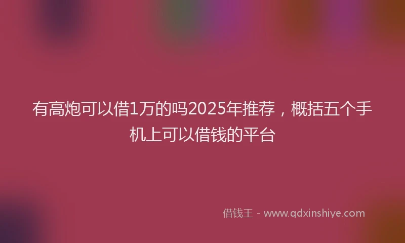 有高炮可以借1万的吗2025年推荐，概括五个手机上可以借钱的平台