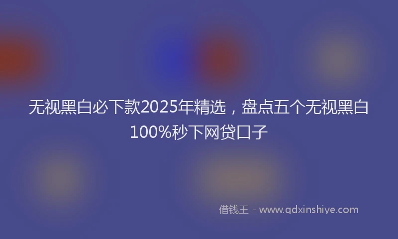 无视黑白必下款2025年精选，盘点五个无视黑白100%秒下网贷口子