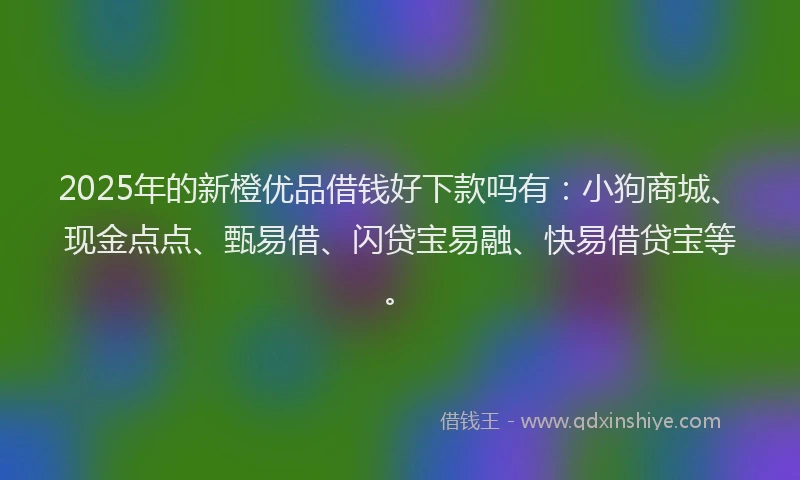 2025年的新橙优品借钱好下款吗有：小狗商城、现金点点、甄易借、闪贷宝易融、快易借贷宝等。