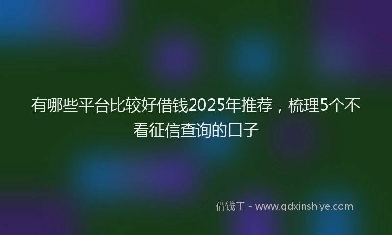 有哪些平台比较好借钱2025年推荐，梳理5个不看征信查询的口子