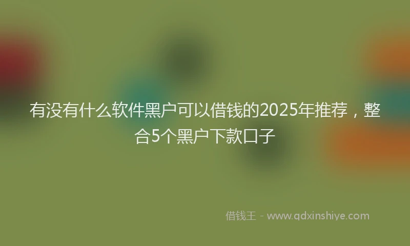 有没有什么软件黑户可以借钱的2025年推荐，整合5个黑户下款口子