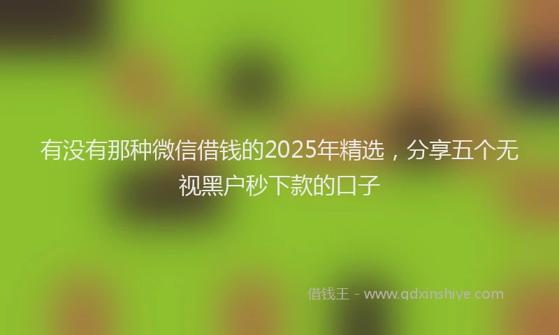 有没有那种微信借钱的2025年精选，分享五个无视黑户秒下款的口子
