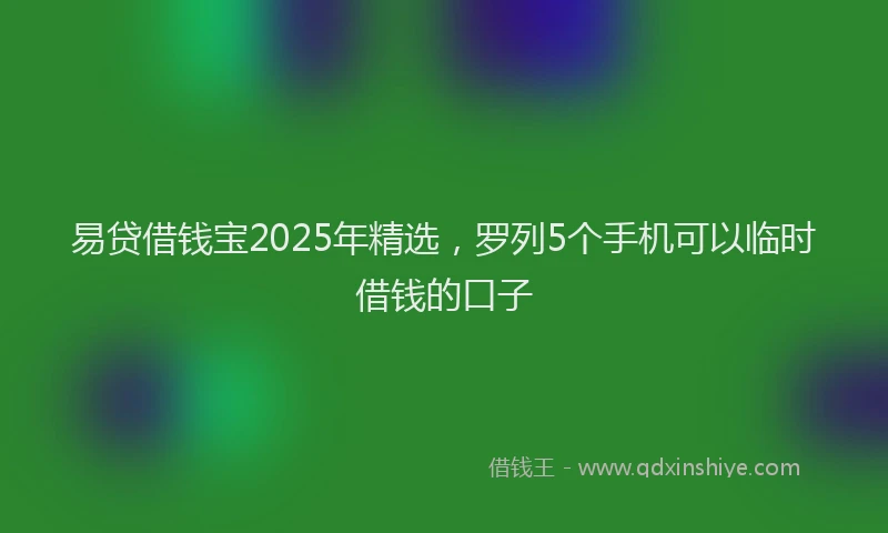 易贷借钱宝2025年精选，罗列5个手机可以临时借钱的口子