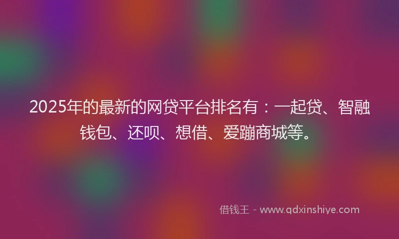 2025年的最新的网贷平台排名有：一起贷、智融钱包、还呗、想借、爱蹦商城等。