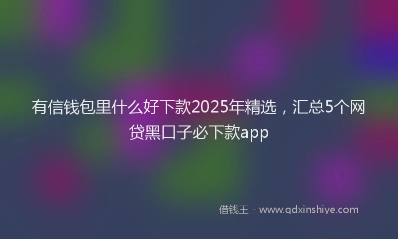 有信钱包里什么好下款2025年精选，汇总5个网贷黑口子必下款app