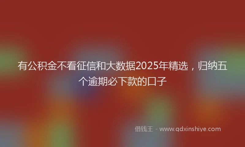 有公积金不看征信和大数据2025年精选，归纳五个逾期必下款的口子