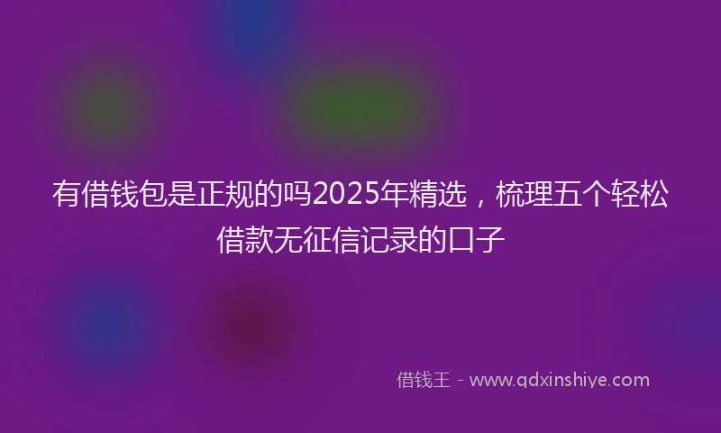 有借钱包是正规的吗2025年精选，梳理五个轻松借款无征信记录的口子