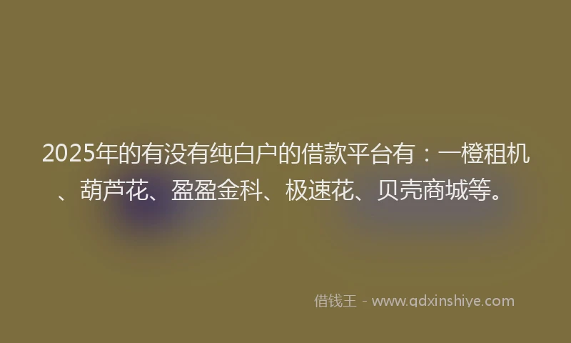 2025年的有没有纯白户的借款平台有：一橙租机、葫芦花、盈盈金科、极速花、贝壳商城等。