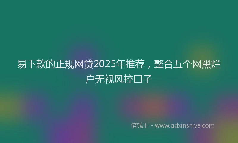 易下款的正规网贷2025年推荐，整合五个网黑烂户无视风控口子