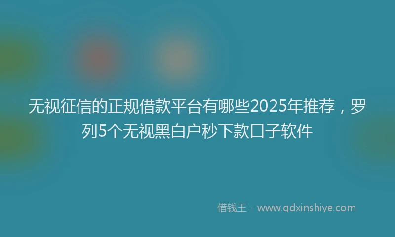 无视征信的正规借款平台有哪些2025年推荐，罗列5个无视黑白户秒下款口子软件