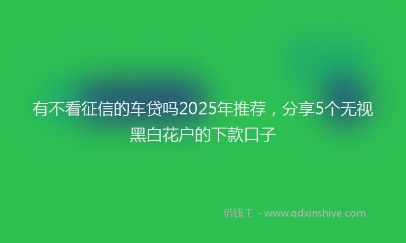 有不看征信的车贷吗2025年推荐，分享5个无视黑白花户的下款口子