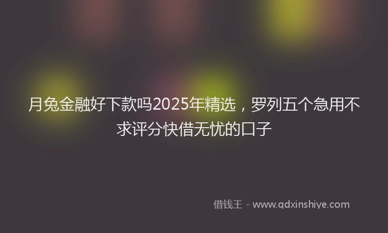 月兔金融好下款吗2025年精选，罗列五个急用不求评分快借无忧的口子