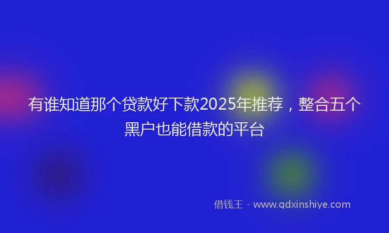 有谁知道那个贷款好下款2025年推荐，整合五个黑户也能借款的平台