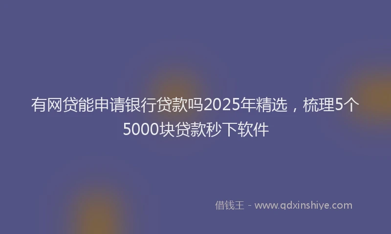 有网贷能申请银行贷款吗2025年精选，梳理5个5000块贷款秒下软件