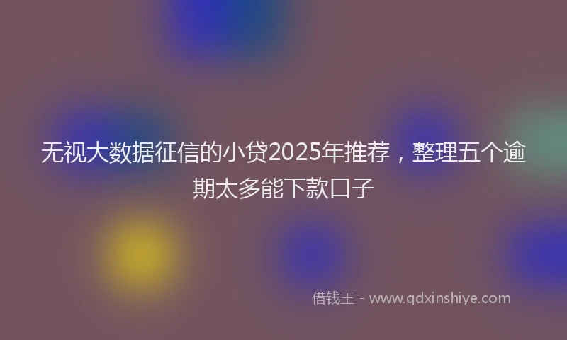 无视大数据征信的小贷2025年推荐，整理五个逾期太多能下款口子